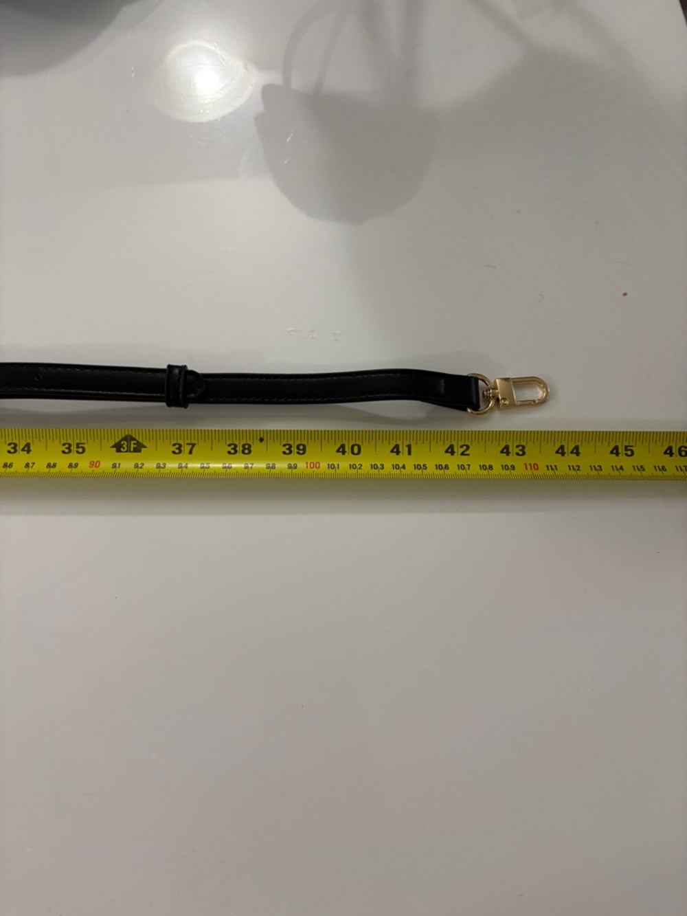Black Faux Leather Strap with Gold Hardware Replacement Shoulder Strap - Picture 5 of 6